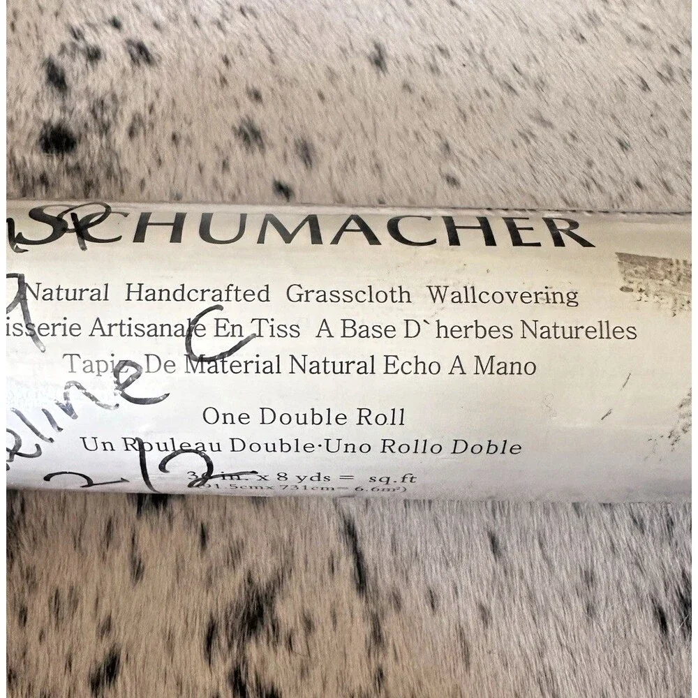 Schumacher Natural Grasscloth Haruki Wallpaper Roll Jet (Black) #5004715 run 007